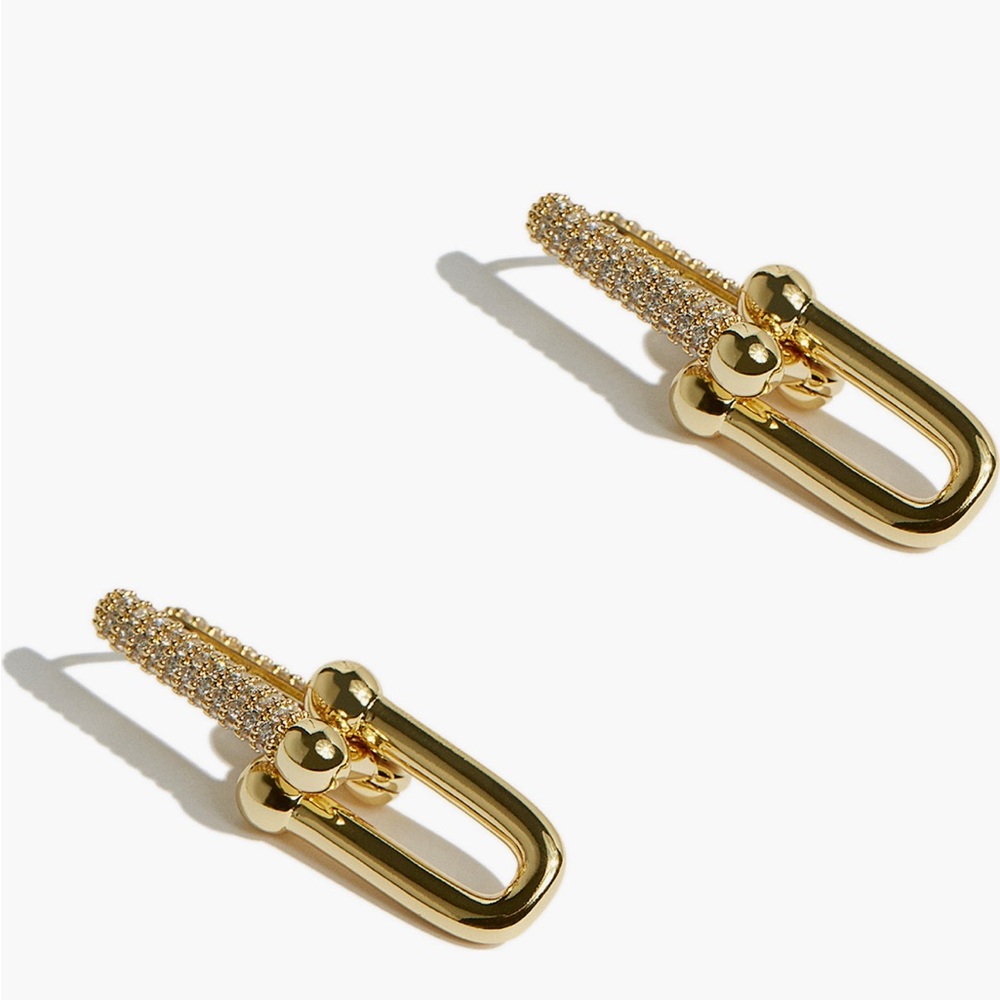 NWT DRAE Pavé U-Drop Hoop Earrings